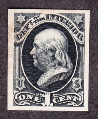 US O15TC4a 1c Interior Dept. Atlanta Trial Color Proof in Black - Image 1 of 2