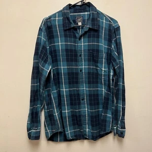 Camisa clásica de franela a cuadros verde/azul manga larga J Crew NY para hombre - grande - Imagen 1 de 6