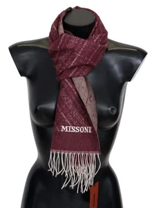 Missoni Unisex Maroon Scarf 100% Cashmere Fringes Geometric Casual Shawl Wrap - Picture 1 of 4