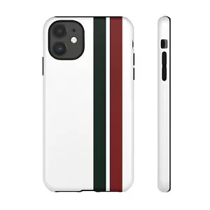 White Tough Case For iPhone 16, Red Green Stripes Design Glossy or Matte - Picture 1 of 270