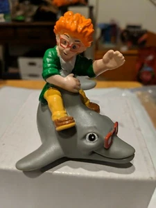 Vintage 1990 I.Q. Boy Riding Dolphin Water Squirter Burger King Toy - Picture 1 of 4