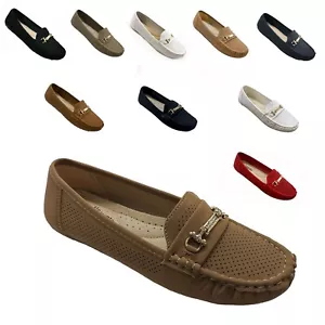 New Women's Moccasins Slip On Flat Shoes - Picture 1 of 31