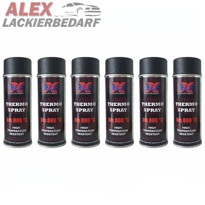 6 x 400ml ALE Thermo Auspufflack 800 ° C Ofenlack Thermolack SCHWARZ MATT Spray - Bild 1 von 2
