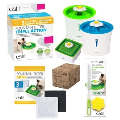 Catit Cat Drinking Water Flower Fountains Replacement Kitten Filters & Clean Kit