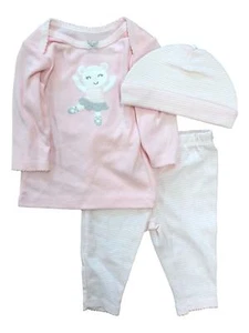 Infant Girls Pink 3pc Polar Bear Ballerina Baby Outfit Leggings Top Hat - Picture 1 of 1