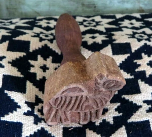 Primitive Farmhouse Carved Wood Cow Camel or Zebra Butter Mold Stamp Press - Picture 1 of 5