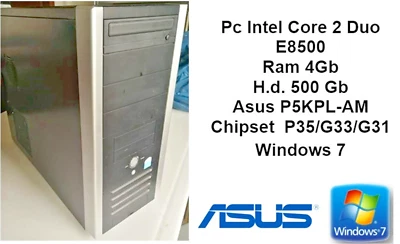 PC Intel Core 2 Duo E8500 4 Gb Asus P5KPL-AM  Porta Com P35/G33/G31  Windows 7 H - Imagen 1 de 4
