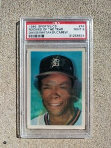 1986 SPORTFLICS #74 ROD CAREW LOU WHITAKER ALVIN DAVIS PSA 9 MINT ROY