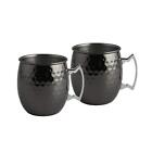 CAMBRIDGE Hammered Black Silversmiths Moscow Mule, Set of 2, 20 Ounce