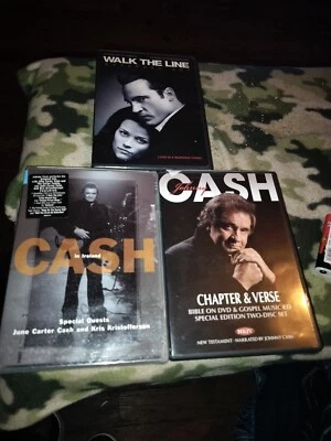 Johnny Cash 3 DVD 1 CD Lot Walk the Line Extended Cut/In Ireland/Chapter Verse  - Image 1 of 4