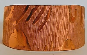 BREITES KUPFER MANSCHETTE VINTAGE ARMBAND GLATT STRUKTURIERT ABSTRAKT - Bild 1 von 4