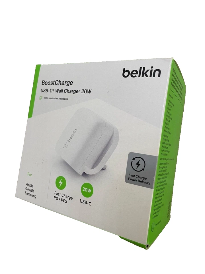 Belkin USB-C Wall Charger Fast 20W Plug for Apple iPhone 15 Pro 15 Pro Max 15 - Image 1 of 3
