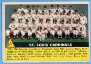 1956 Topps #134 St. Louis Cardinals VG CREASE Stan Musial Ken Boyer A2475 - Picture 1 of 3