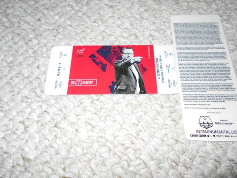 Washington Wizards Unused Ticket VIP Coach Scott Brooks 2017 Detroit Pistons Cover