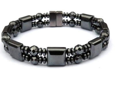 Men’s Women’s 100% Magnetic Hematite Bracelet Anklet Arthritis 2 row AAA - Image 1 of 3