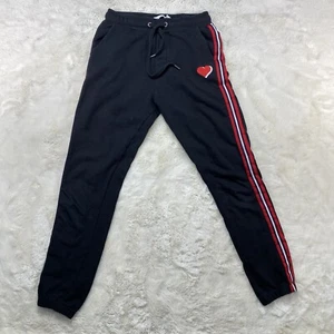 Zoe Karssen Side Striped Joggers Embroidered Heart Size XSmall - Black - Picture 1 of 11