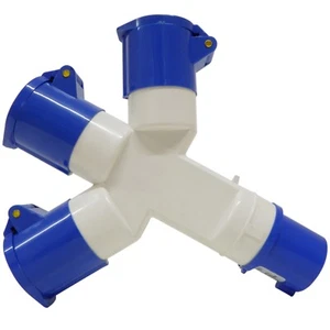 16 Amp 3 Way Splitter Blue 230V IP44 16A Power Distribution for Caravan Events - Picture 1 of 6