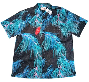 Kahala Men 2XL  Black Reverse Tropical Button Down Short Sleeve Cabana Shirt New - Picture 1 of 7
