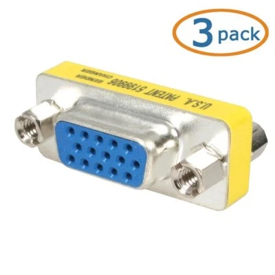 3X 15Pin VGA SVGA HD15 Female to Female Gender Changer Coupler Adapter Converter - Image 1 of 4
