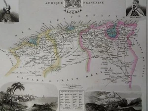 Algeria French Colony North Africa Algiers Constantine 1850 Devilliers map - Picture 1 of 4