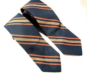 2 ROOSTER Blue Striped ALL SILK NECK TIES Vintage PAIR Neckties Orange Gray $37 - Picture 1 of 9