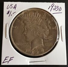 USA 1923 D Peace Silver Dollar EF Coin (#X23)