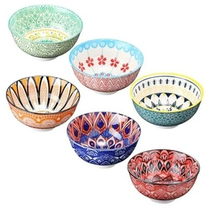 6 Pack 24 oz Ceramic Bowl Set Ceramic Dessert Bowls for Kitchen Serving Dishes - Picture 1 of 7