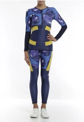 阿迪达斯 Stella McCartney Techfit T 恤运动服上衣海军蓝 L 码 — 第 1/4 张图片