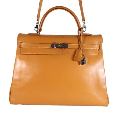 Bolso HERMES Vintage Vache Cuero de becerro natural KELLY 35 Retourne con correa PHW Foto 1 de 4