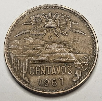 Mexico 20 Centavos - 1967 - Bronze Coin - KM# 440 - Mexican - World Coin - Image 1 of 2