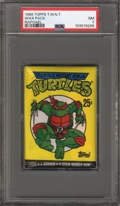 1989 TOPPS TEENAGE MUTANT NINJA TURTLES T.M.N.T WAX PACK PSA 7 NM Raphael - Picture 1 of 2