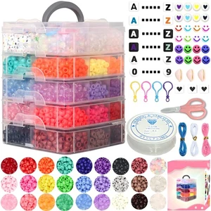 JULIMAIDONG 6500Pcs Pony Beads for Bracelets Making, Multi-Colored Rainbow - Picture 1 of 9