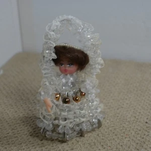 handmade angel made from beads lace and safety pins with doll head - Picture 1 of 4