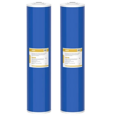 2 Pack 20" x 4.5" Water Softening Filter Big Blue Whole House Ion Exchange Resin - Image 1 of 4