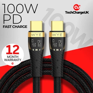 100W USB-C to USB-C Cable for Samsung Pixel | Gold Tip 5A Fast Charger WYE - Picture 1 of 27