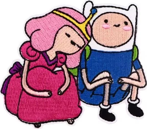 Prinzessin Kaugummi mit Finn dem Menschen aus Adventure Time Bügelbild Patch - Bild 1 von 1