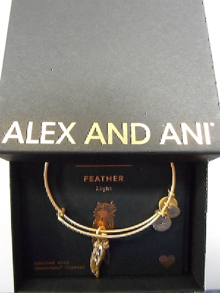 Alex and Ani Feather II Rafaelian Gold Expandable Charm Bangle A17eb25rg