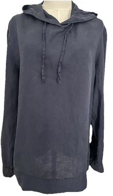 Sudadera con Capucha Saks Fifth Avenue Azul 100% Lino Manga Larga Popover Talla M Costal Cruise Foto 1 de 4