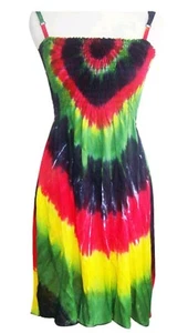 Rasta Tye Dye Maxi Dress Sexy Sleeveless Skater Dresses Rave Party Club Skirt - Picture 1 of 3