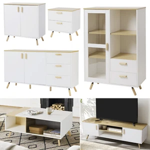 Modern Living Room Set Wooden Sidecupboard TV Stand Coffee Table Bedside Cabinet - Picture 1 of 24