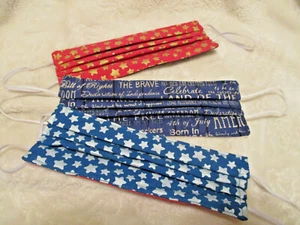 FACE MASKS~Adult Size~Patriotic~3 qty. Handmade~NEW - Picture 1 of 6