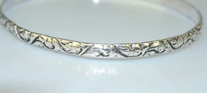 VINTAGE HANDCRAFTED STERLING SILVER 4mm BANGLE BRACELET BRUTALIST DESIGN - Picture 1 of 3