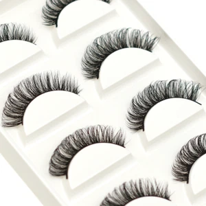 False Lashes Eyelashes Russian Natural Wispy Fluffy Mink Strip Short Cat Eye 007 - Picture 1 of 3