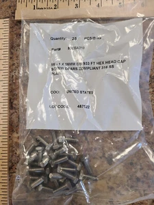 18-8 Edelstahl Sechskantschraube M6 x 1 mm, 16 mm lang (50 Stück) - Bild 1 von 2