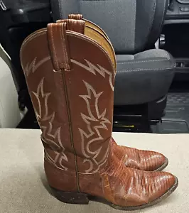 Vintage Tony Lama  Brown  Lizard Leather Cowboy Western Boots Womens Size 6 B - Picture 1 of 20