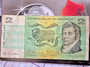 Genuine $2 C of A Commonwealth of Australian Paper Note Circulated.Rare: - Picture 1 of 2