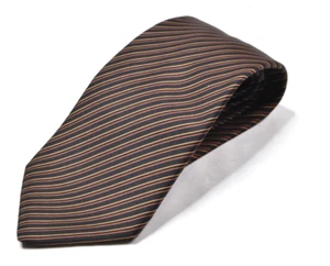 Hermes Signature Neck Tie Mens Black Orange Striped Silk Classic Made in France - Picture 1 of 6