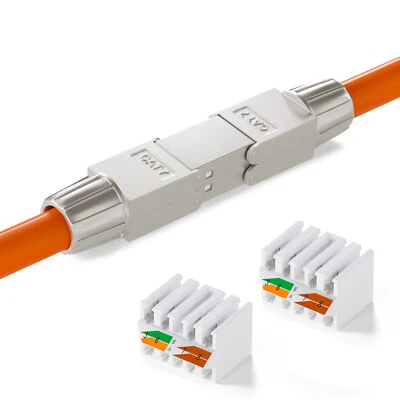 Cat7 Kupplung Netzwerk Kabel Verbinder LAN 10Gbit Verlängerung Anschluss LSA CAT - Bild 1 von 4