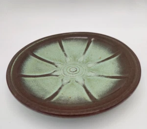 One (1) Vintage Frankoma Pottery WAGON WHEEL Prairie Green 6.5" Bread Plate - Picture 1 of 9