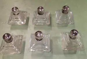 Vintage Irice Art Deco Salt and Pepper Shakers, Mini Glass Pyramid Shaped - Picture 1 of 7